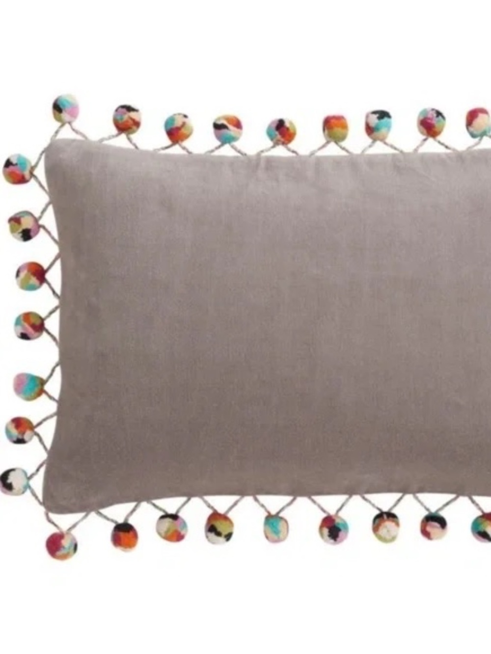 Cb2 Pom Pom‎ decorative throw pillow velvet bohemian cushion lumbar accent​ Bohr